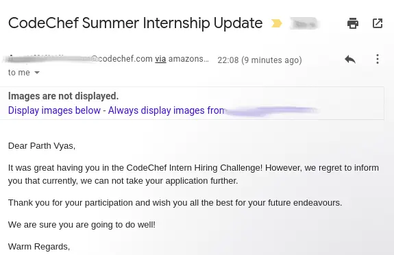 Failure - Codechef Summer Internship 2020