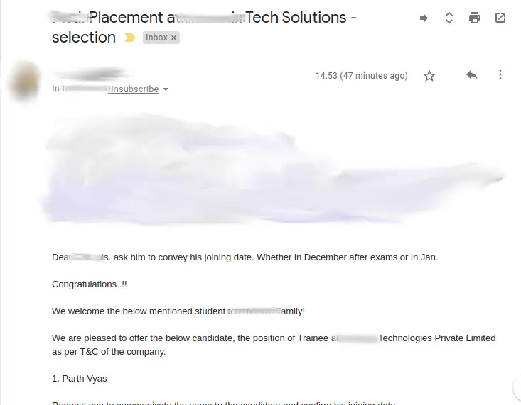 First Job offer