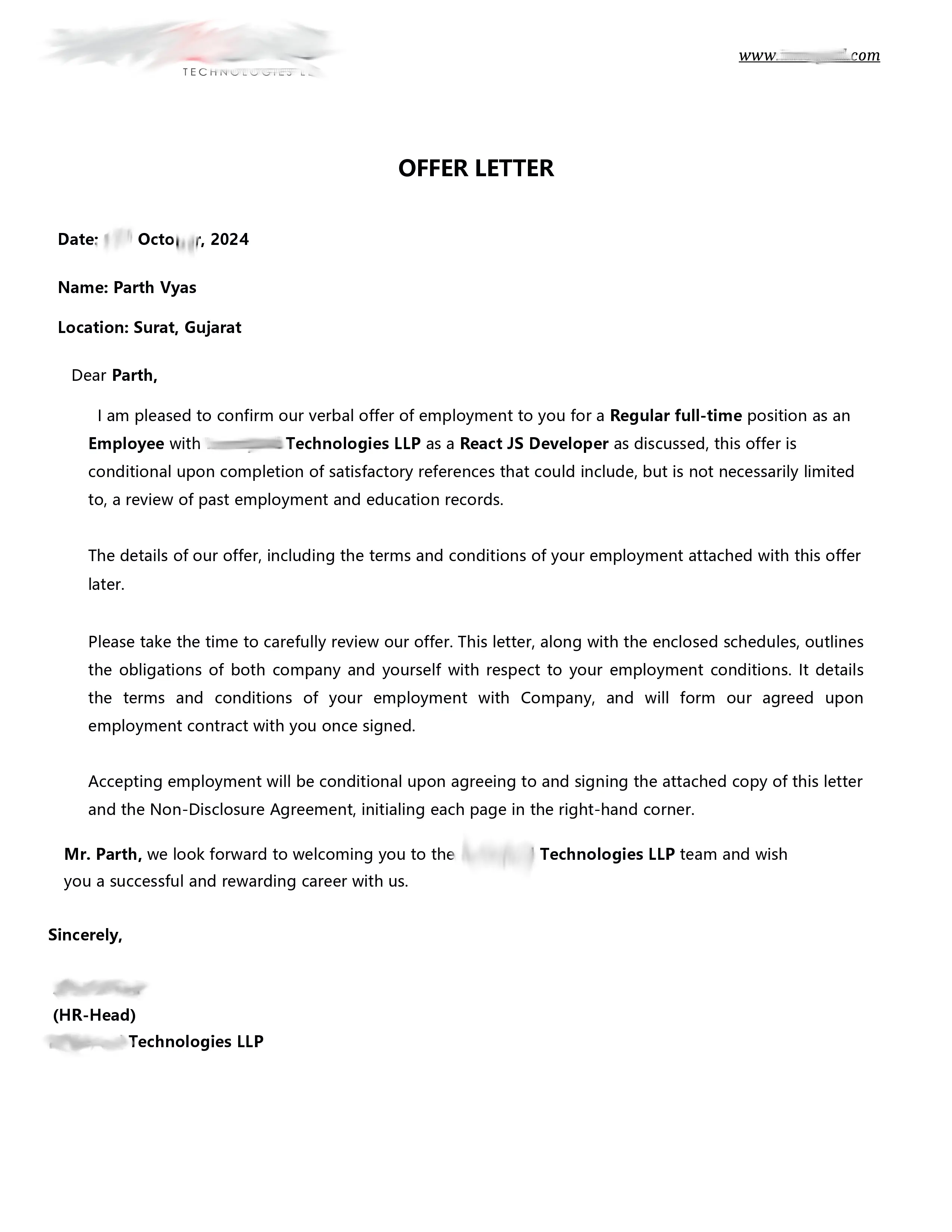 Offer Letter 1